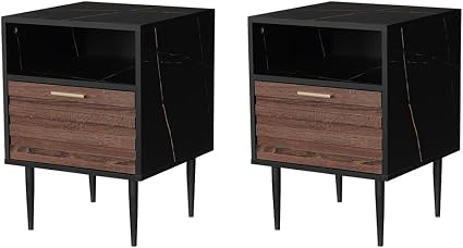🌰 Walnut Nightstand Table 🛏️ | Modern Bedside Storage Cabinet ✨ | Bedroom Organizer Drawer 📦