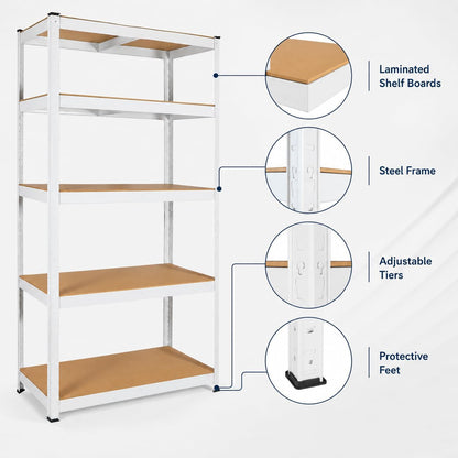 🗄️ 5-Tier Metal Storage Rack ⚡ | Heavy-Duty Organizer Shelf 🏠 | Space Saver Stand 📦