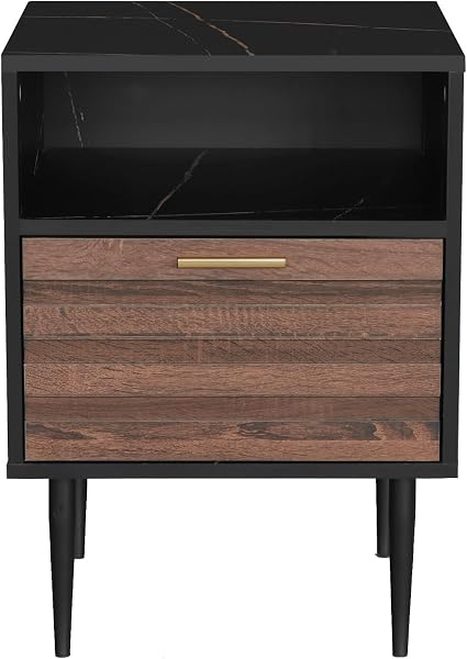 🌰 Walnut Nightstand Table 🛏️ | Modern Bedside Storage Cabinet ✨ | Bedroom Organizer Drawer 📦