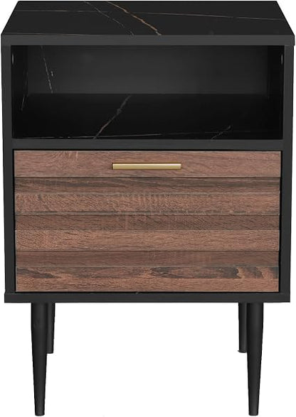 🌰 Walnut Nightstand Table 🛏️ | Modern Bedside Storage Cabinet ✨ | Bedroom Organizer Drawer 📦