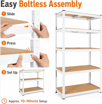 🗄️ 5-Tier Metal Storage Rack ⚡ | Heavy-Duty Organizer Shelf 🏠 | Space Saver Stand 📦