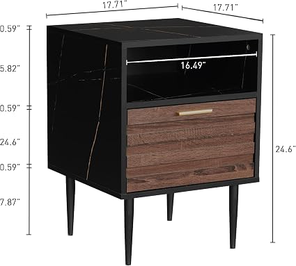 🌰 Walnut Nightstand Table 🛏️ | Modern Bedside Storage Cabinet ✨ | Bedroom Organizer Drawer 📦