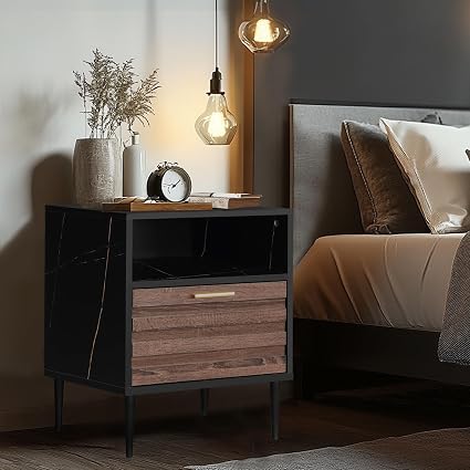 🌰 Walnut Nightstand Table 🛏️ | Modern Bedside Storage Cabinet ✨ | Bedroom Organizer Drawer 📦