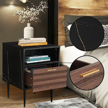 🌰 Walnut Nightstand Table 🛏️ | Modern Bedside Storage Cabinet ✨ | Bedroom Organizer Drawer 📦